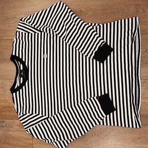 Obey Worldwide Black White 89 Icon II Striped Crew Neck L/S T-Shirt size Large